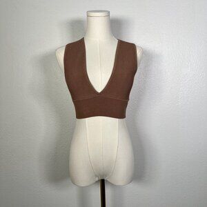 Babaton Brown Sculpt Knit Deep V Tank - Size S